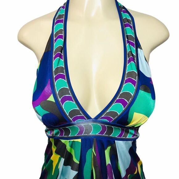 BCBG Maxazria Halter Knit Dress Size XS Multicolored Mini Stretch Open Back - Picture 2 of 16